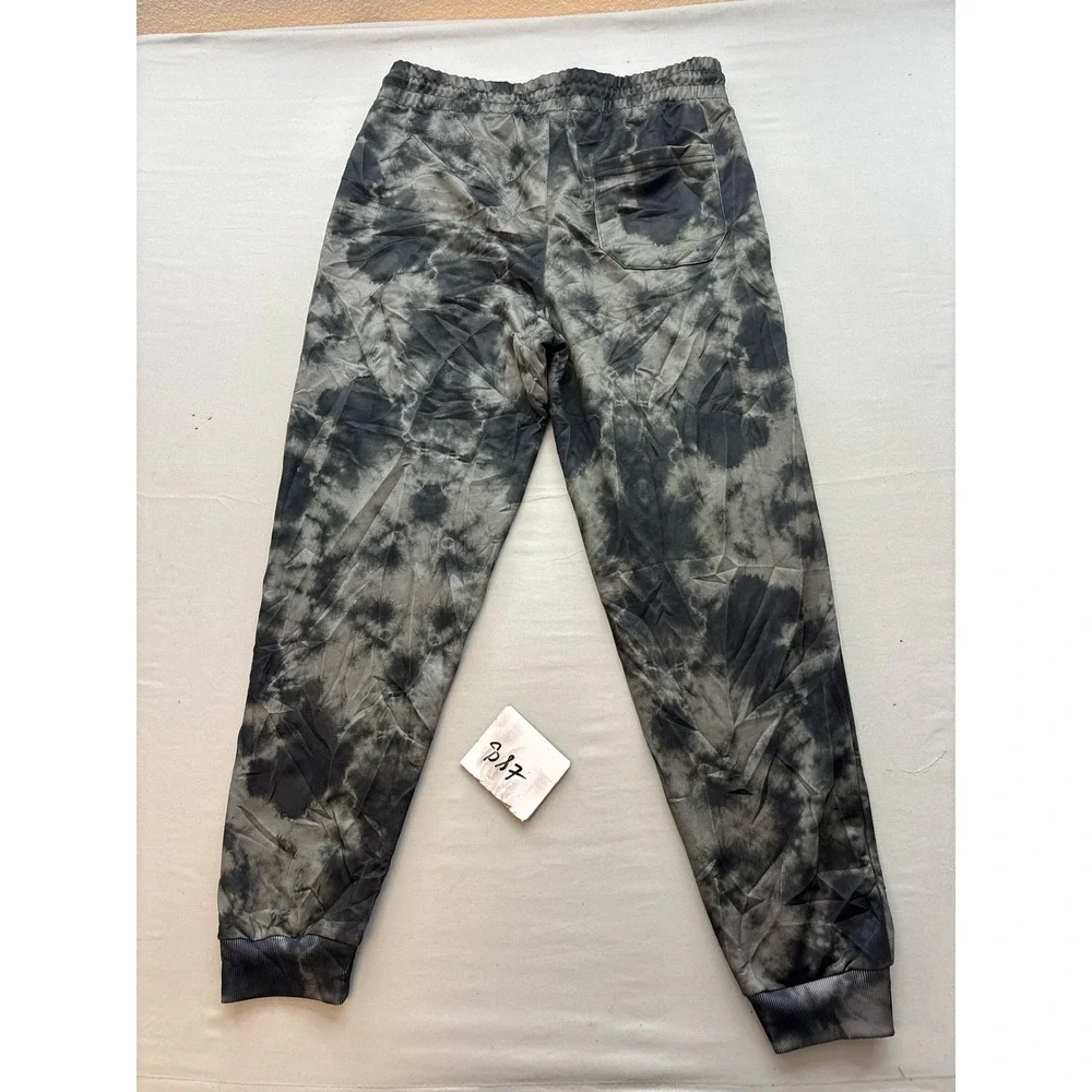 NBA Mens Tie Dye Jogger Sweatpants Grey Black Graphic Logo Large